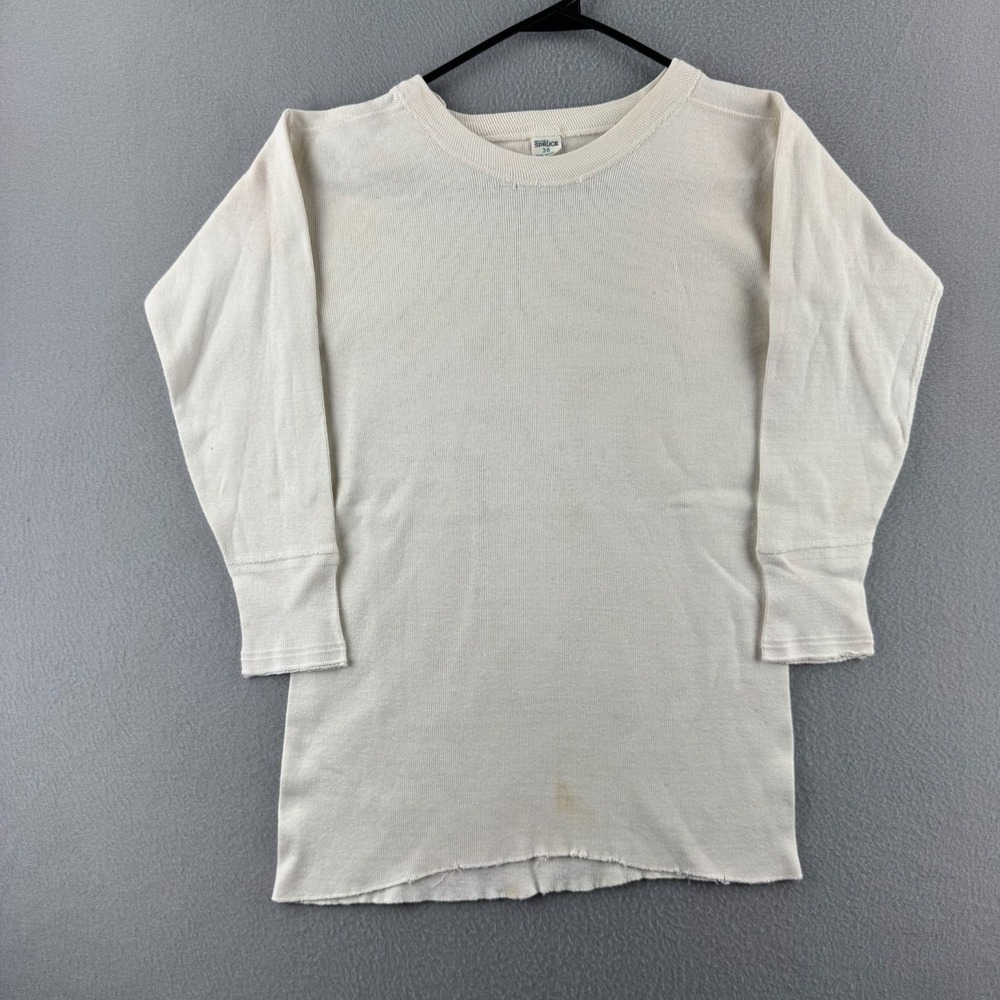 Vintage 60s Mayo Spruce Shirt Mens 38 Off White Cotton 1/3 Sleeve Base Layer